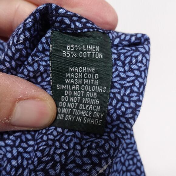 Rodd & Gunn Shirt Mens Medium Blue Linen Blend Short Sleeve Button Up Leaf Print - Picture 7 of 8